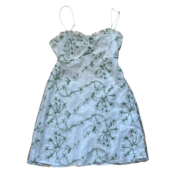 12th Tribe Croatian Coast White Floral Mini Dress Womens Size Large Open Back - Picture 2 of 7